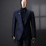 Men Navy Blue Tuxedo Jacket