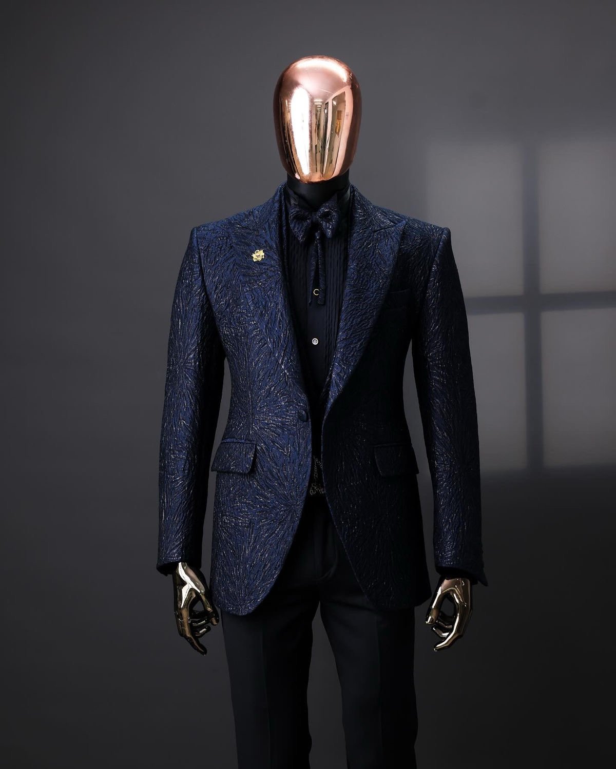 img_2073 Men Navy Blue Tuxedo Jacket - Image 1