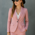 PINK LINEN TWO-PIECE SUIT – SOFT HUE. STRONG INTENT